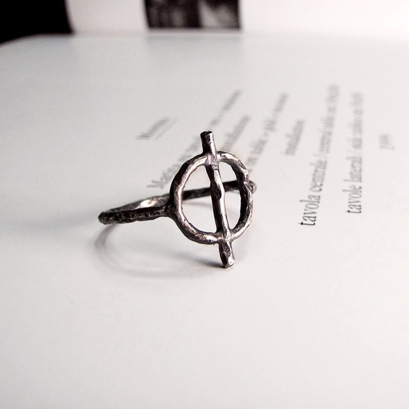 Alchemy SALT Symbol Handmade Artisan Solid Sterling Silver Alchemist Ring - Picture 2 of 6